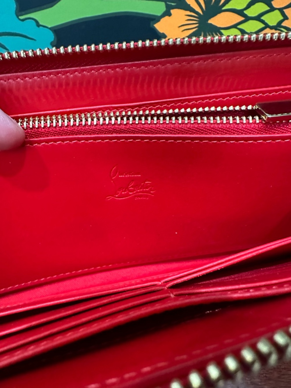 Christian Louboutin Red Studded Zip Around Wallet Leather Spike Star Continental - Picture 12 of 14